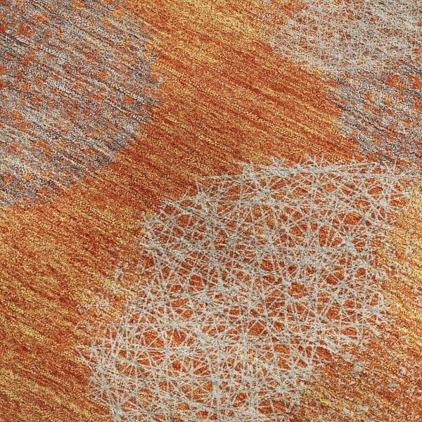 HomeRoots 8' X 10' Contemporary Orange Gray Silver Abstract Area Rug - Washable, UV-Protected, Durable Design 677181