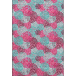 HomeRoots 5' X 8' Vibrant Pink, Teal & Burgundy Abstract Area Rug – Washable, UV-Protected & Stain Resistant! 677185