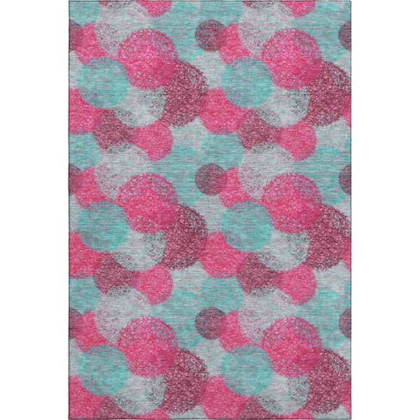 HomeRoots 5' X 8' Vibrant Pink, Teal & Burgundy Abstract Area Rug – Washable, UV-Protected & Stain Resistant! 677185