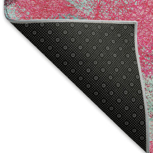 HomeRoots 5' X 8' Vibrant Pink, Teal & Burgundy Abstract Area Rug – Washable, UV-Protected & Stain Resistant! 677185