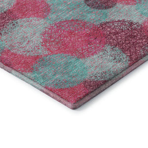 HomeRoots 5' X 8' Vibrant Pink, Teal & Burgundy Abstract Area Rug – Washable, UV-Protected & Stain Resistant! 677185
