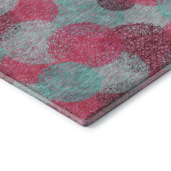 HomeRoots 5' X 8' Vibrant Pink, Teal & Burgundy Abstract Area Rug – Washable, UV-Protected & Stain Resistant! 677185