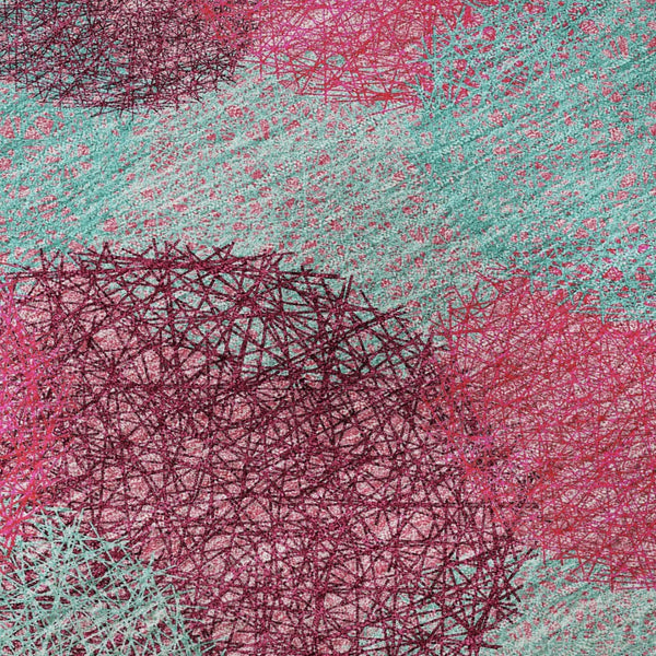HomeRoots 5' X 8' Vibrant Pink, Teal & Burgundy Abstract Area Rug – Washable, UV-Protected & Stain Resistant! 677185