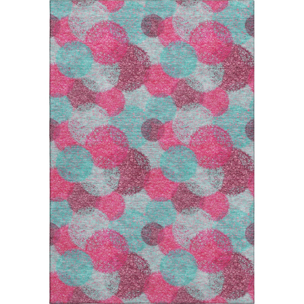 HomeRoots 9' X 12' Abstract Area Rug in Pink, Teal & Burgundy – Washable, UV Protected, Modern Design for Homes 677188