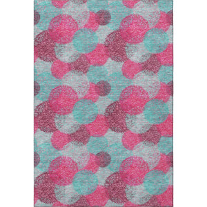 HomeRoots 9' X 12' Abstract Area Rug in Pink, Teal & Burgundy – Washable, UV Protected, Modern Design for Homes 677188
