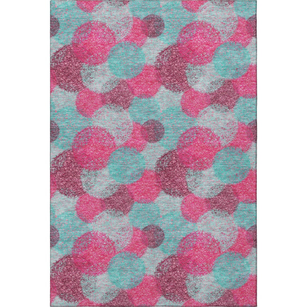 HomeRoots 9' X 12' Abstract Area Rug in Pink, Teal & Burgundy – Washable, UV Protected, Modern Design for Homes 677188