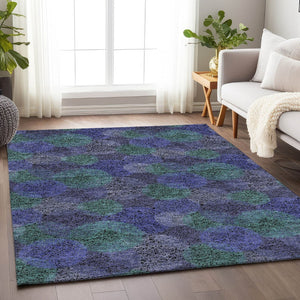 HomeRoots 5' X 8' Abstract Purple and Green Washable Area Rug with UV Protection for Stylish Living Spaces 677191