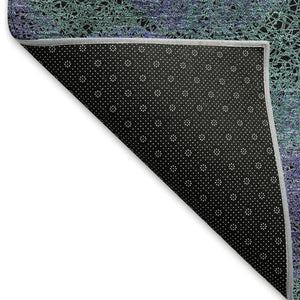 HomeRoots 8' Stunning Purple and Green Abstract Washable Round Rug with UV Protection for Active Homes 677192