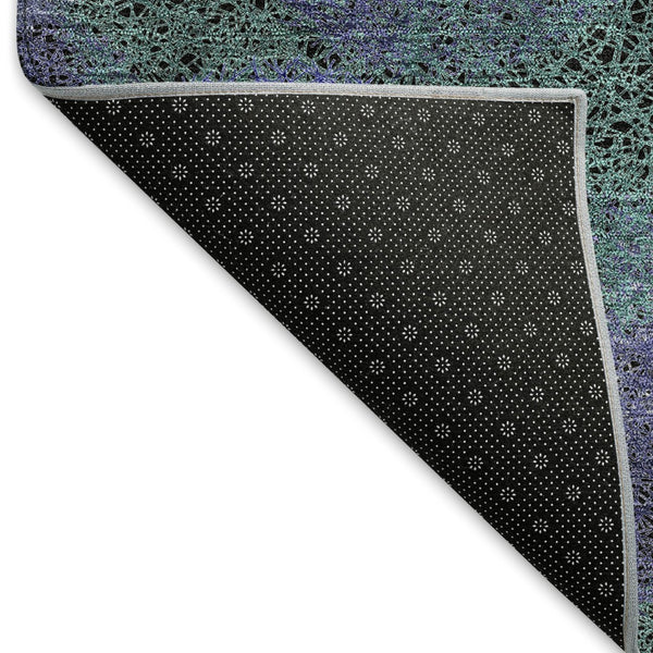 HomeRoots 8' Stunning Purple and Green Abstract Washable Round Rug with UV Protection for Active Homes 677192