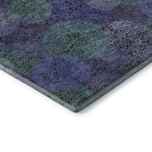 HomeRoots 8' Stunning Purple and Green Abstract Washable Round Rug with UV Protection for Active Homes 677192