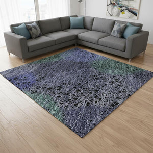 HomeRoots 8' X 10' Vibrant Purple and Green Abstract Area Rug - Washable, UV-Protected, Stain Resistant Decor 677193