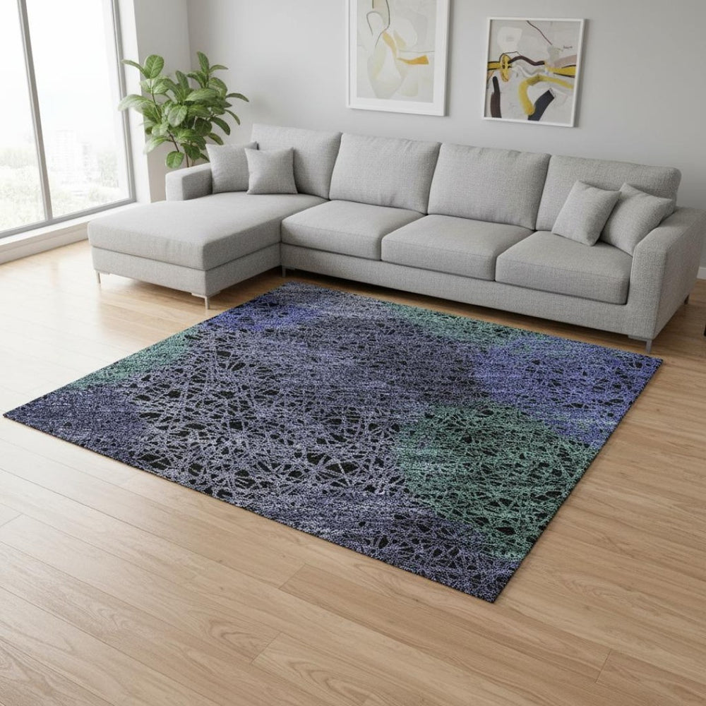 HomeRoots 9' X 12' Vibrant Purple and Green Abstract Washable Area Rug with UV Protection for Busy Homes 677194