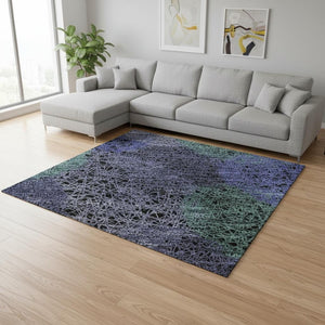 HomeRoots 9' X 12' Vibrant Purple and Green Abstract Washable Area Rug with UV Protection for Busy Homes 677194