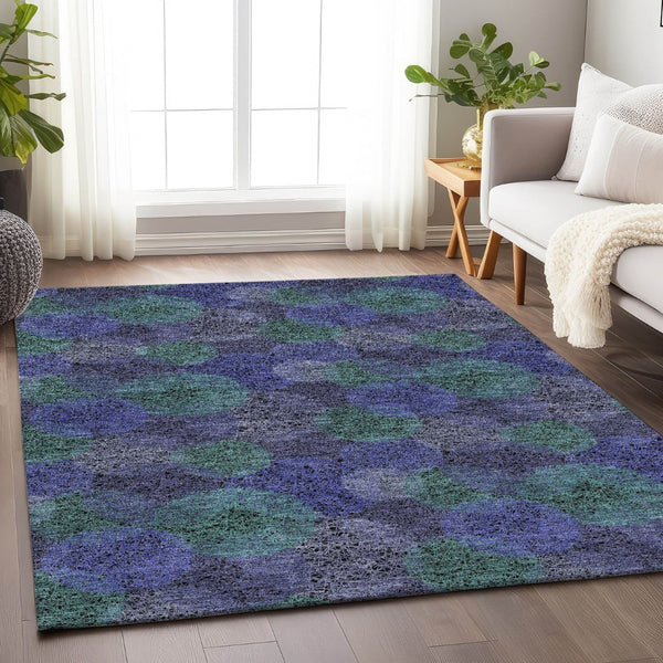 HomeRoots 9' X 12' Vibrant Purple and Green Abstract Washable Area Rug with UV Protection for Busy Homes 677194