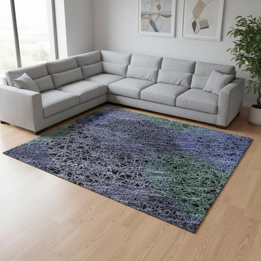 HomeRoots 10' Purple and Green Abstract Washable Area Rug with UV Protection - Stylish, Durable, Easy-Care! 677195