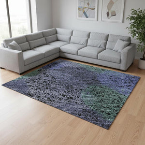 HomeRoots 10' Purple and Green Abstract Washable Area Rug with UV Protection - Stylish, Durable, Easy-Care! 677195