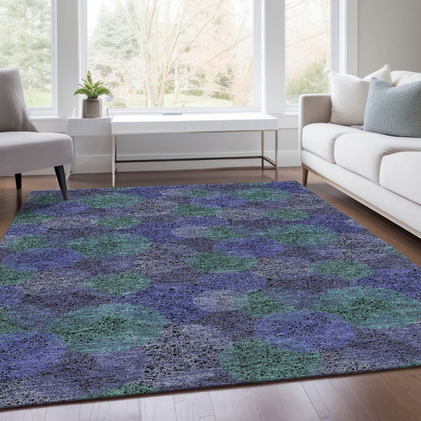 HomeRoots 10' Purple and Green Abstract Washable Area Rug with UV Protection - Stylish, Durable, Easy-Care! 677195
