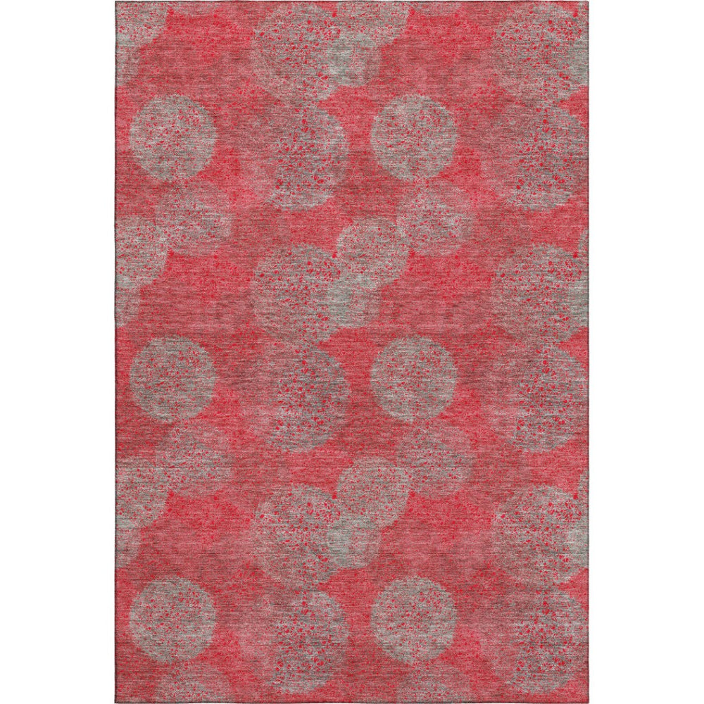 HomeRoots 5' X 8' Abstract Area Rug in Red, Gray & Silver – Stylish, Washable, UV-Protected & Durable Design 677197