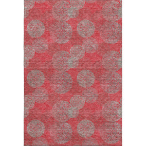 HomeRoots 8' X 10' Abstract Red, Gray & Silver Washable Area Rug - UV Protected, Durable & Easy to Clean! 677199