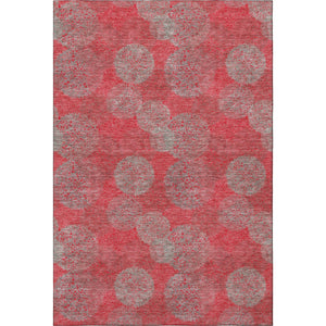 HomeRoots 8' X 10' Abstract Red, Gray & Silver Washable Area Rug - UV Protected, Durable & Easy to Clean! 677199