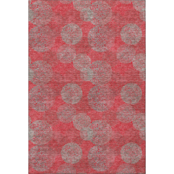 HomeRoots 8' X 10' Abstract Red, Gray & Silver Washable Area Rug - UV Protected, Durable & Easy to Clean! 677199