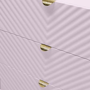 English Elm Gaines High Gloss Chest with Wave Pattern Design, Metal Legs, 5 Drawers, Durable Composite MDF Storage Light Pink 27 L x 19 W x 5 H B2726S00506