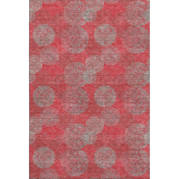 HomeRoots 9' X 12' Abstract Washable Area Rug in Red, Gray & Silver - Stain-Resistant, UV Protected Design 677200