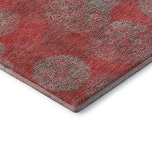 HomeRoots 9' X 12' Abstract Washable Area Rug in Red, Gray & Silver - Stain-Resistant, UV Protected Design 677200