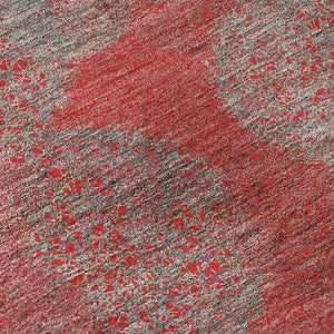 HomeRoots 9' X 12' Abstract Washable Area Rug in Red, Gray & Silver - Stain-Resistant, UV Protected Design 677200