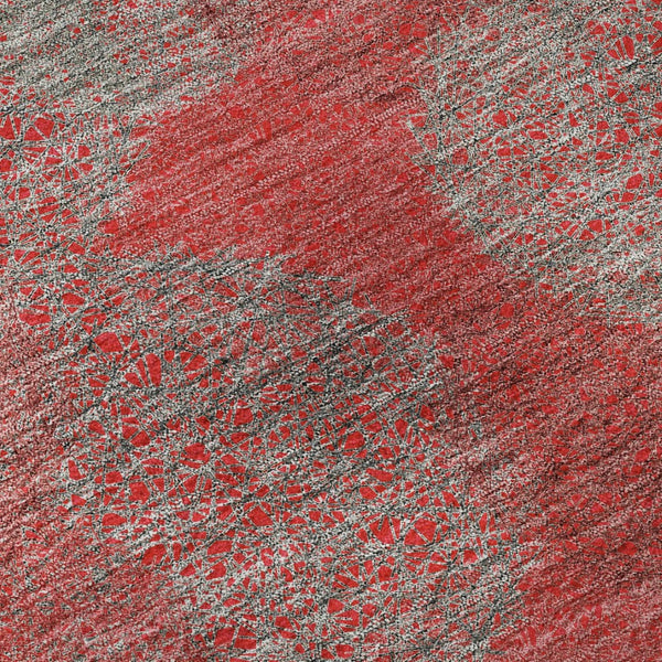 HomeRoots 9' X 12' Abstract Washable Area Rug in Red, Gray & Silver - Stain-Resistant, UV Protected Design 677200