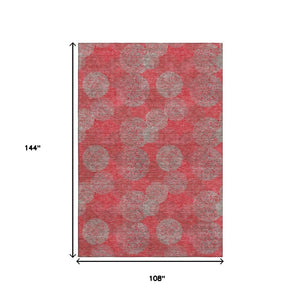 HomeRoots 9' X 12' Abstract Washable Area Rug in Red, Gray & Silver - Stain-Resistant, UV Protected Design 677200