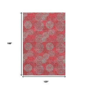 HomeRoots 10' Abstract Area Rug in Bold Red, Gray & Silver – Washable, UV Protected, Ideal for Modern Spaces! 677201