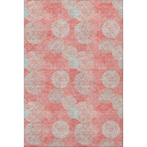 HomeRoots 5' X 8' Salmon & Ivory Abstract Washable Area Rug - UV Protected, Modern, Durable & Easy Care! 677203