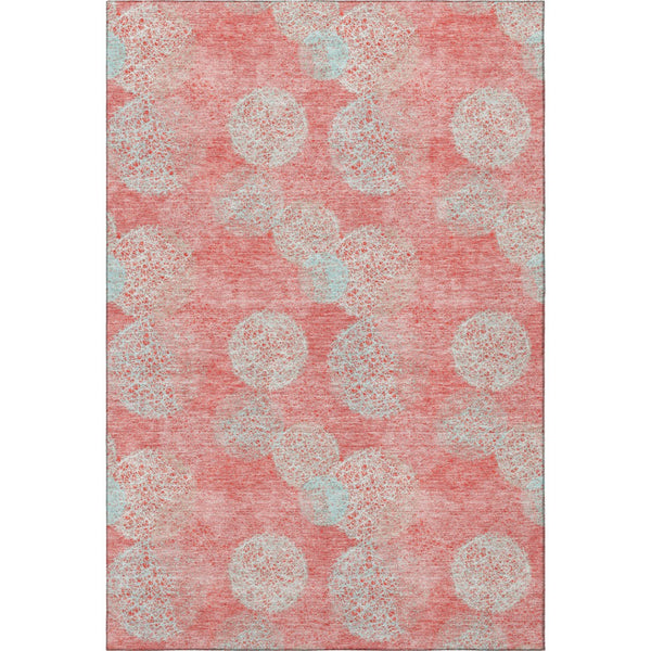HomeRoots 5' X 8' Salmon & Ivory Abstract Washable Area Rug - UV Protected, Modern, Durable & Easy Care! 677203