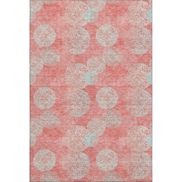 HomeRoots 8' X 10' Salmon and Ivory Abstract Washable Area Rug - Durable, Stylish, UV Protected for Easy Living 677205