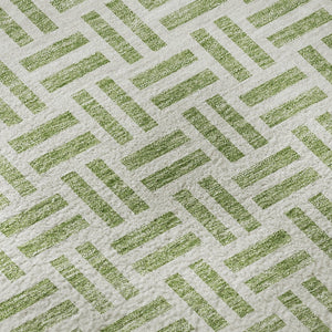 HomeRoots 8' Artichoke Green & Ivory Geometric Round Rug - Washable, UV-Protected, Perfect for High-Traffic Spaces 677210