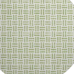HomeRoots 8' Artichoke Green & Ivory Geometric Round Rug - Washable, UV-Protected, Perfect for High-Traffic Spaces 677210