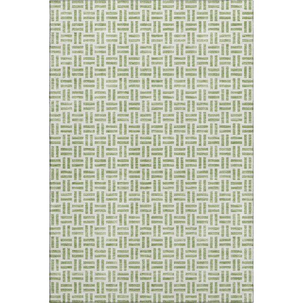 HomeRoots 8' X 10' Artichoke Green Geometric Area Rug - Washable, UV-Protected, Durable for Modern Living Spaces 677211