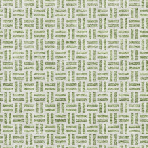 HomeRoots 8' X 10' Artichoke Green Geometric Area Rug - Washable, UV-Protected, Durable for Modern Living Spaces 677211