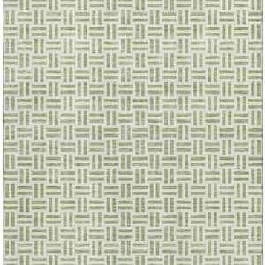 HomeRoots 8' X 10' Artichoke Green Geometric Area Rug - Washable, UV-Protected, Durable for Modern Living Spaces 677211