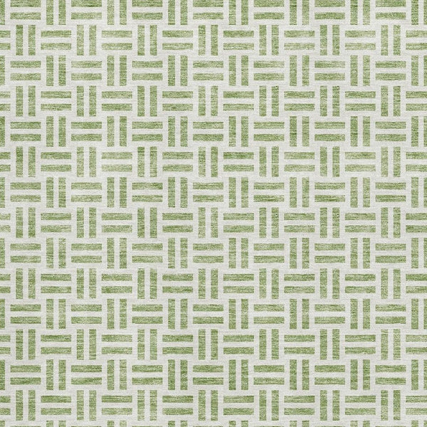 HomeRoots 9' X 12' Artichoke Green Geometric Washable Area Rug - Durable, Stylish, UV-Protected for Busy Homes 677212