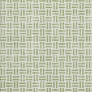 HomeRoots 10' Artichoke Green & Ivory Geometric Washable Area Rug - UV Protected, Stain Resistant, Durable Design 677213