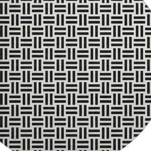 HomeRoots 8' Black And Ivory Geometric Round Rug - Washable, UV Protected, Durable, Ideal for Busy Homes 677216