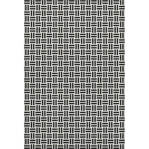 HomeRoots 9' X 12' Modern Black And Ivory Geometric Area Rug - Washable, UV Protected, Durable & Stylish Decor 677218
