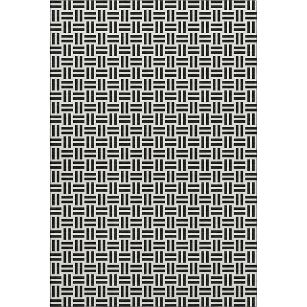 HomeRoots 9' X 12' Modern Black And Ivory Geometric Area Rug - Washable, UV Protected, Durable & Stylish Decor 677218