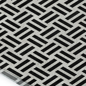HomeRoots 10' Black and Ivory Geometric Washable Area Rug - UV Protection, Durable, Perfect for Families & Pets 677219