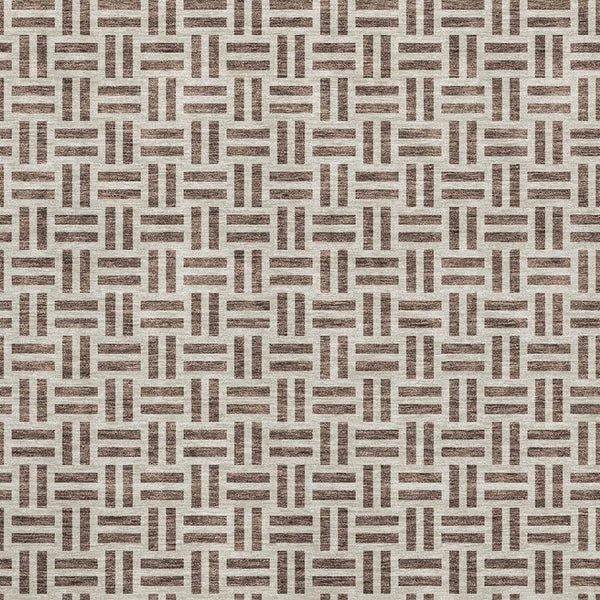 HomeRoots 5' X 8' Chocolate and Beige Geometric Area Rug - Stain Resistant, UV Protected, Easy Care Decor 677221
