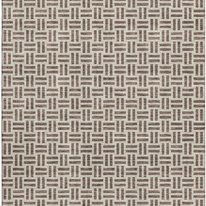 HomeRoots 5' X 8' Chocolate and Beige Geometric Area Rug - Stain Resistant, UV Protected, Easy Care Decor 677221