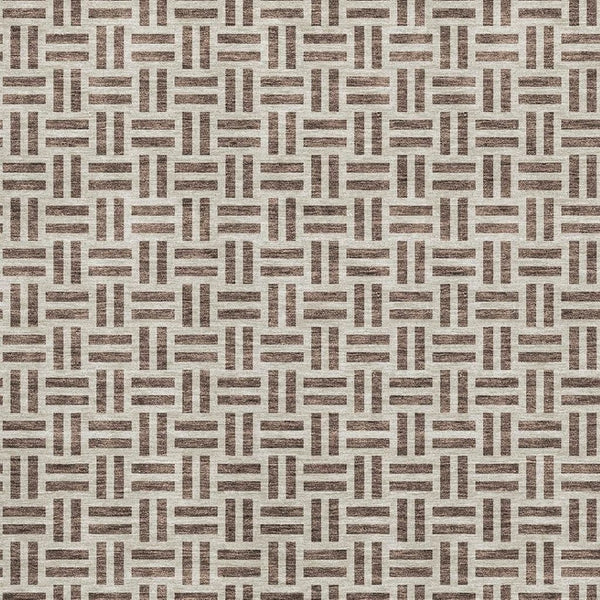 HomeRoots 8' X 10' Chocolate and Beige Geometric Area Rug – Washable, UV-Protected, Durable for Homes with Kids & Pets 677223