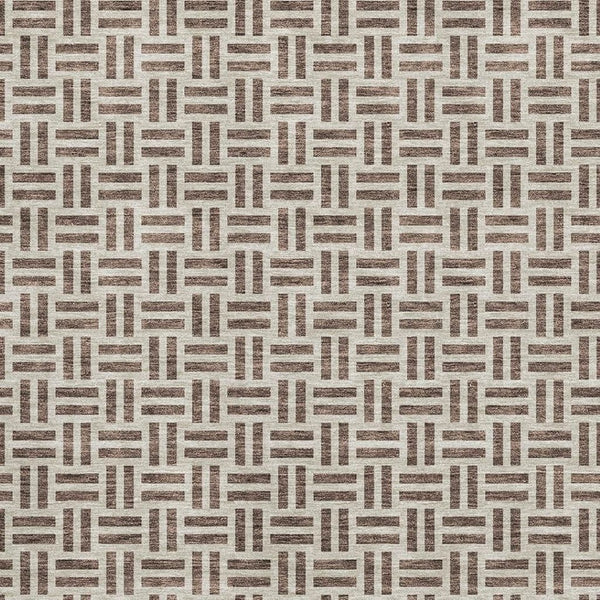 HomeRoots 9' X 12' Chocolate & Beige Geometric Area Rug - Washable, UV Protected, Perfect for Modern Spaces! 677224